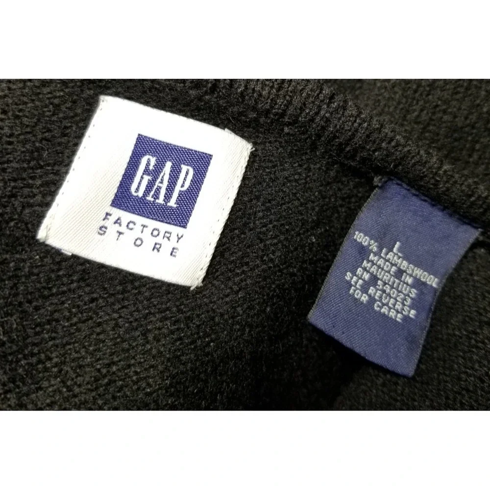 Gap Sweater Mens Large Black Lambswool V Neck Sweater Coastal Preppy Old Money
